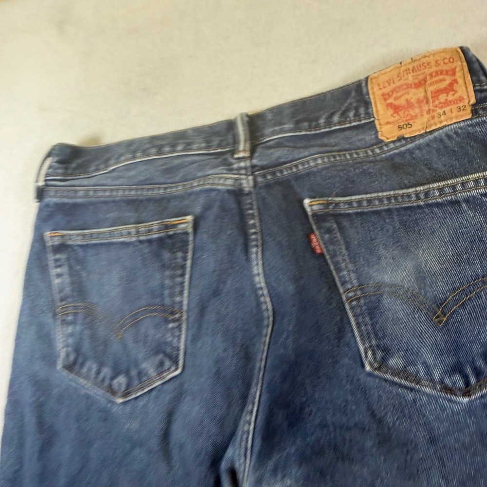 Levis 505 Regular Fit Straight Leg Jeans‎ Mens 34x32 Blue Medium Wash Denim